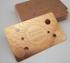Bubble Lounge Copper Metal Business Cards